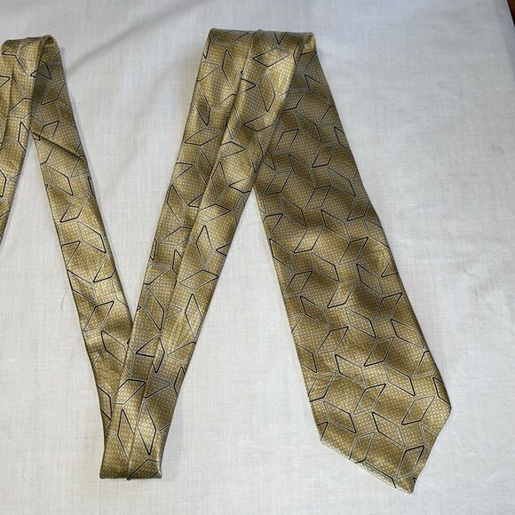XMI Dress Tie Mens Size 56" Gold 100% Silk Designer U.S.A. - Picture 3 of 12